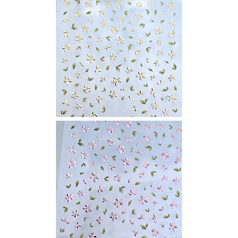 2Pcs Bronzing Flower Leaf Nail Stickers 3D Self-Adhesive Flower Nail Decals Floral Nail Designs Petal Leaves Nail Supplies