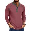 Men's Long Sleeve Henry Neck T-Shirt Fashion Sports Business Casual Tees Tops Man