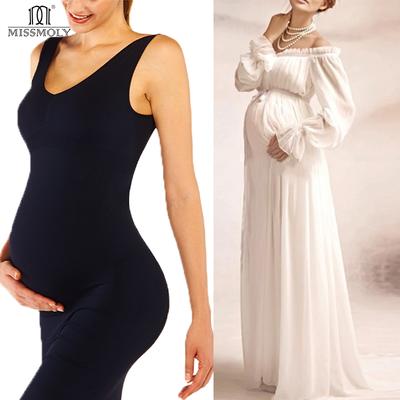 Tehotenské tielko Full Slip Shapewear Ženy Tehotné Bezšvové Spodné šaty Kontrola brucha Mama Bodycon Sexy Tvarovač chrbta