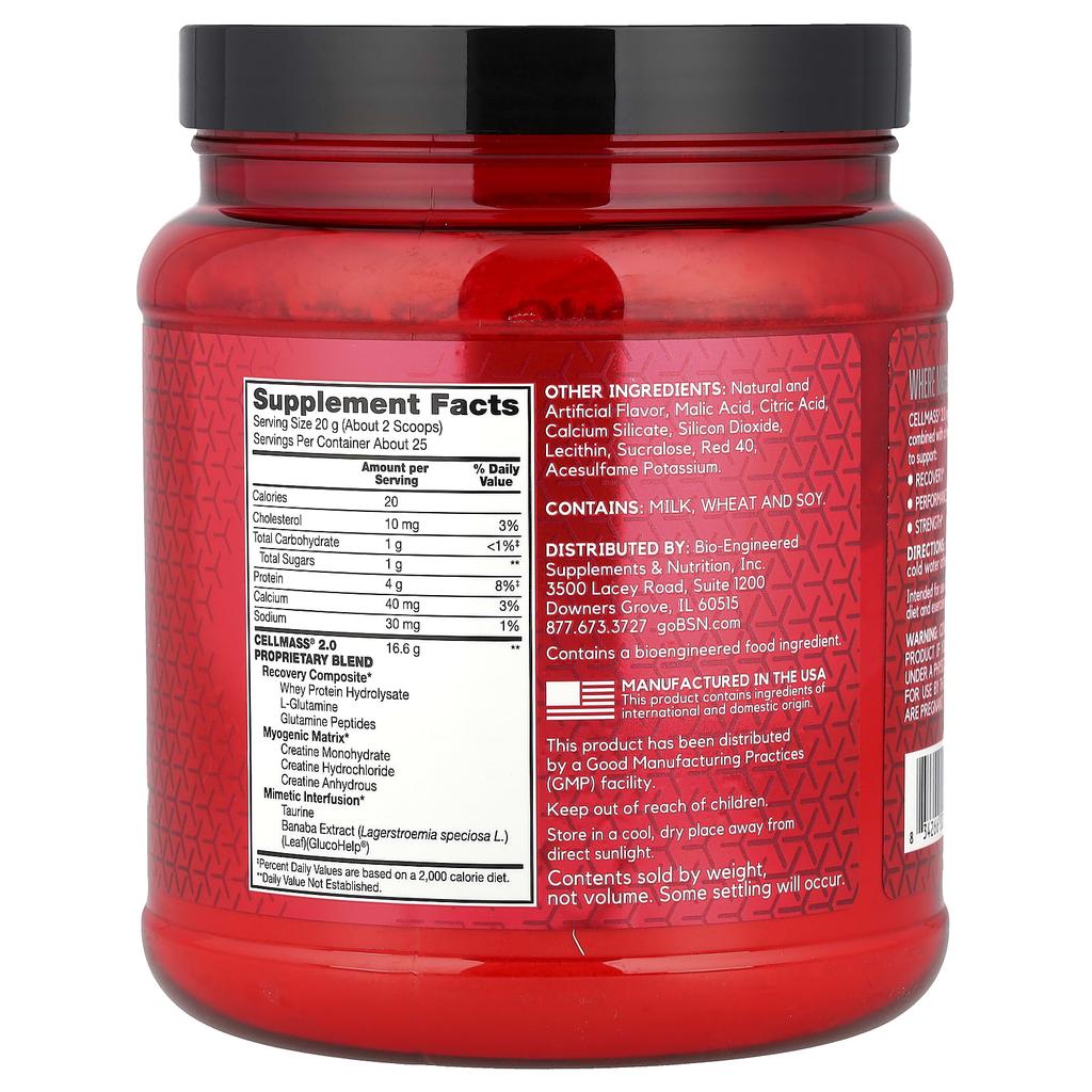 Celmass 2.0, Enhanced Potency, Post Workout, Arctic Berry, 495G (1.09Lb)