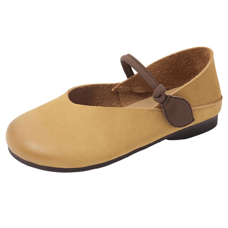 COMELY Genuine Leather Mary Jane Flats 37 жёлтый
