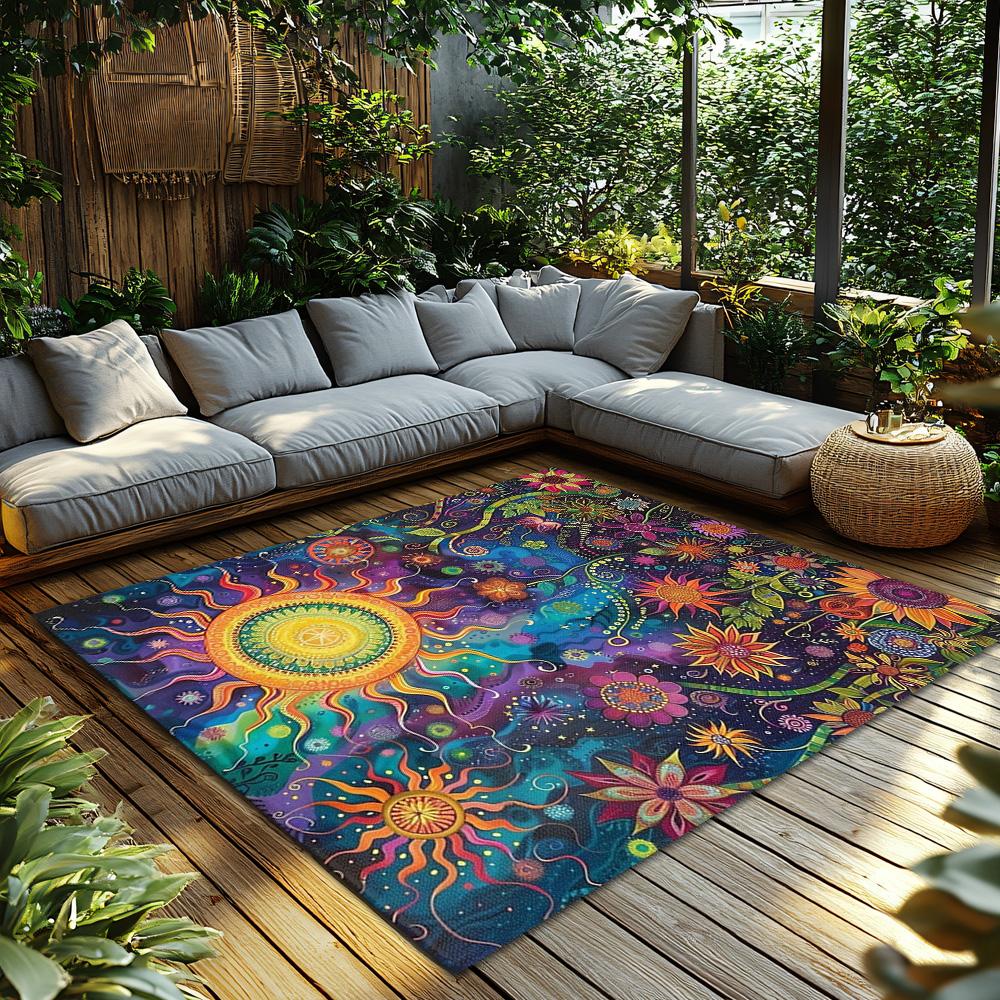Psychedelic Area Rug Bohemian Carpet Vintage Persian Style Home Decor Living Room Floor Mat Hippie Tapestry Bedroom Rug Gift