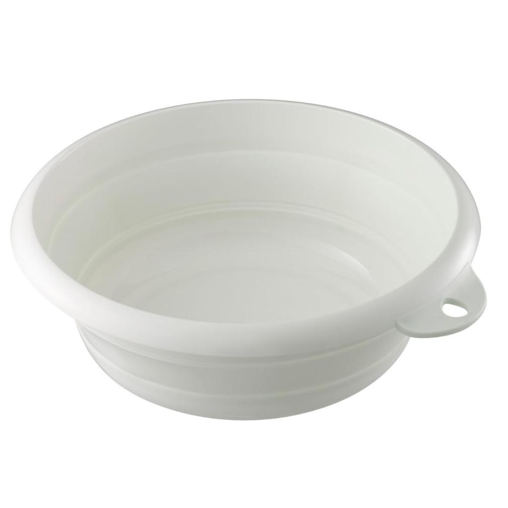 Iseto Bathing Bucket Soft White 2.5L Width 25.3Depth 27.4Height 3.39.2cm Made Japan Foldable Heat Resistant 100 Hanging Hook Bathroom Bathtub Bath