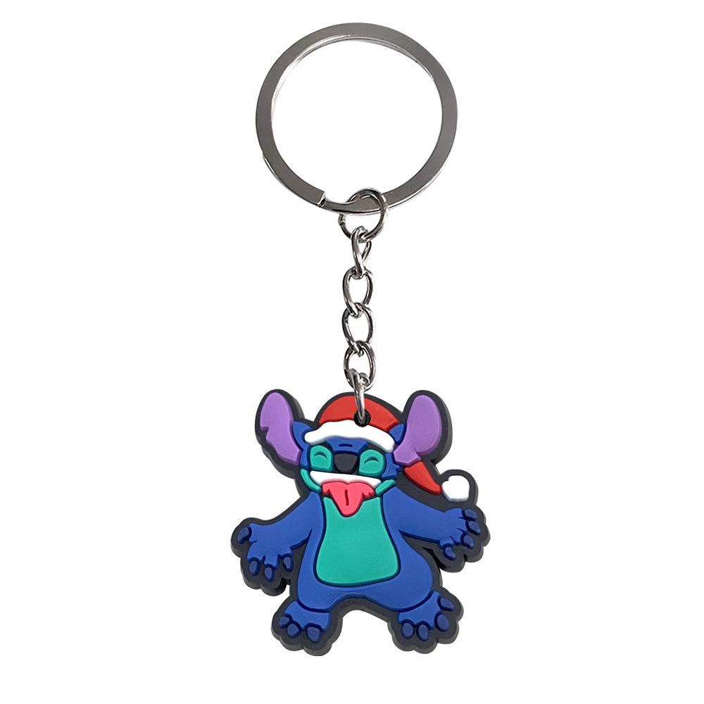 Stitch Christmas Style Keychain Set: 18pcs PVC Soft Rubber Backpack Pendants