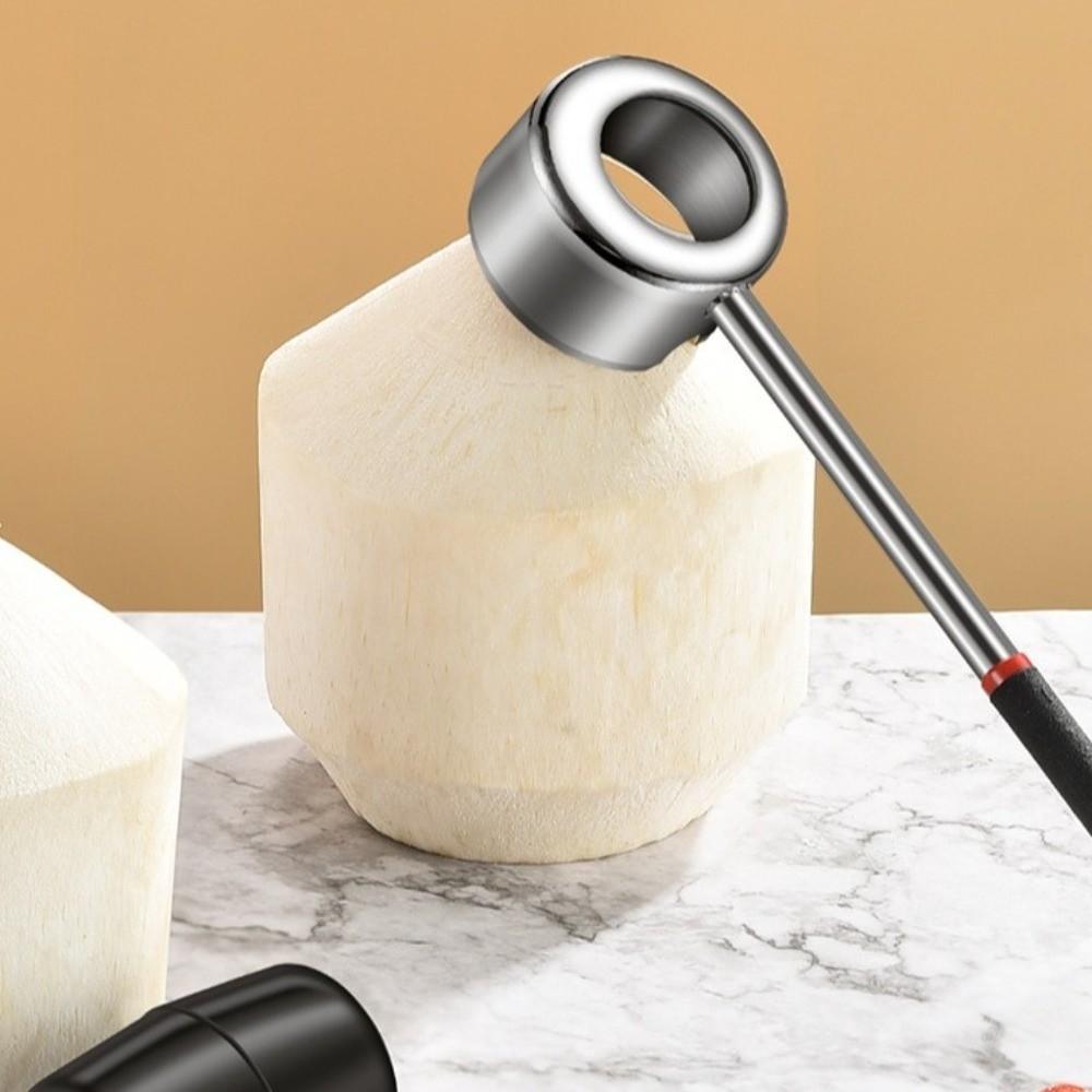 Stainless Steel Coconut Opener Tools Wooden Handle Coconut Puncher  Fruit Opening
