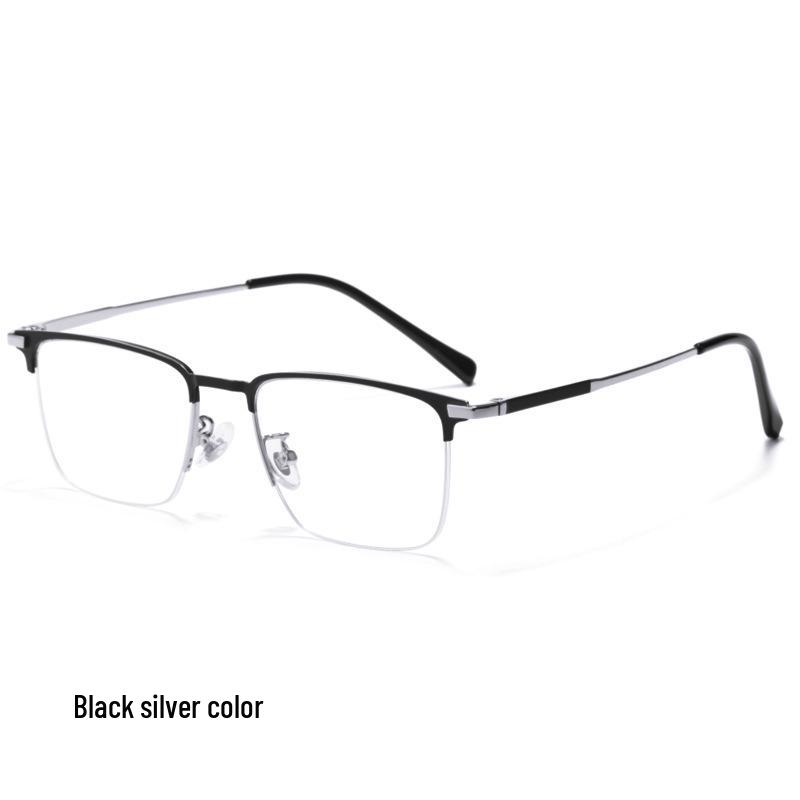 Ultra-Light Men's Half-Frame Alloy Myopia Glasses - Retro Metal Design