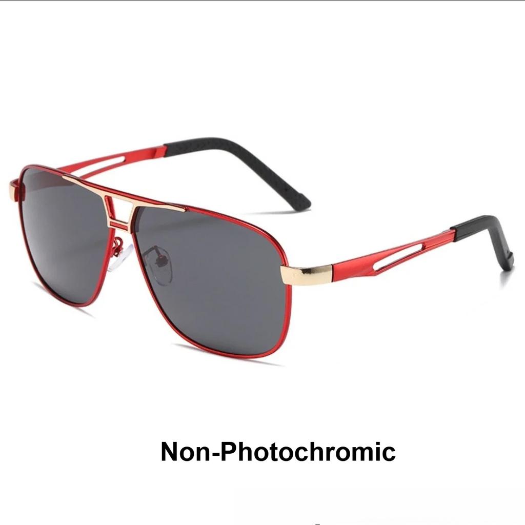 Men Pochromic Sunglasses Aluminum Magnesium Material Spring Hinge Sun Glasses Driving Cycling Fishing Day Night Use