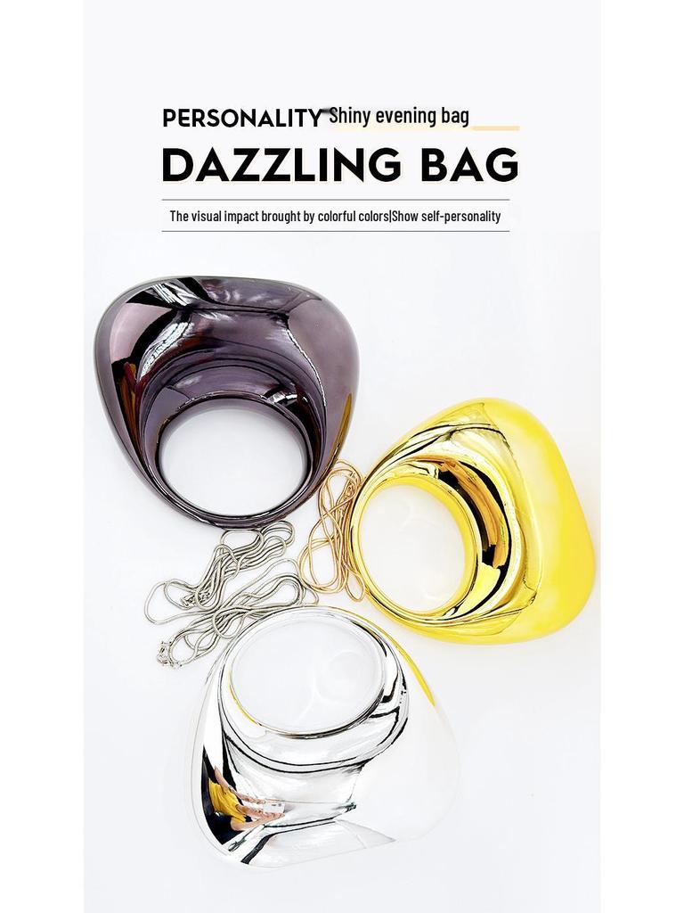 Stylish European-American Shiny Evening Bag - Versatile Crossbody and Handbag for Parties and Banquets