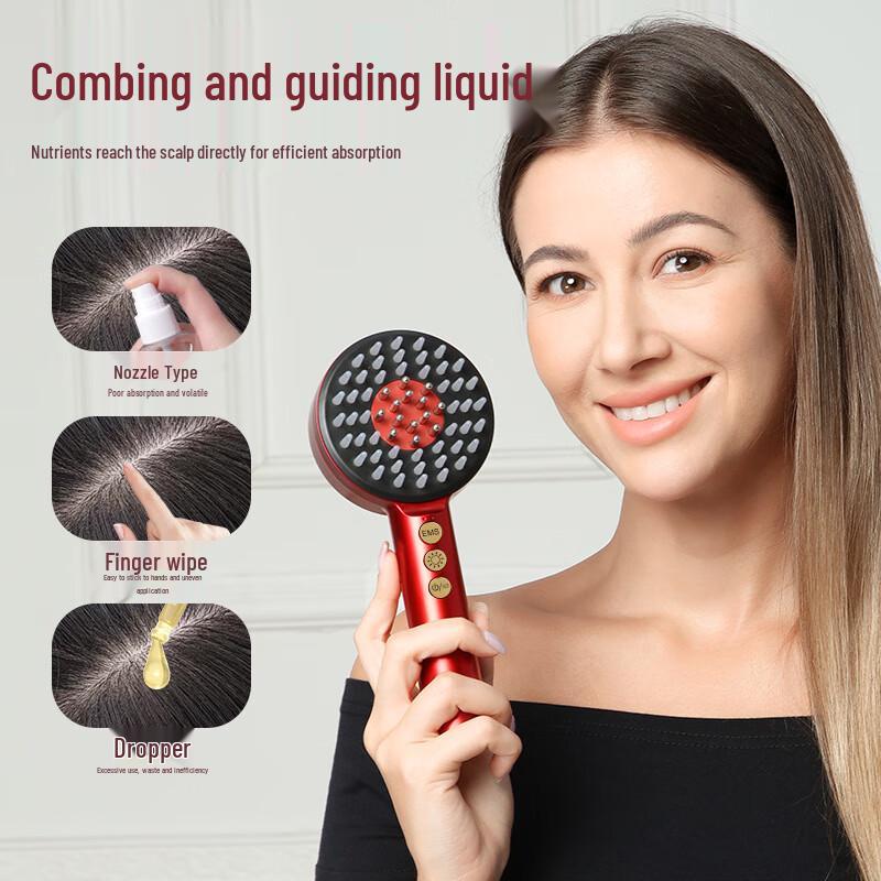 Kangzuo EMS Electric Scalp Massager Comb with Red/Blue Light & Spray