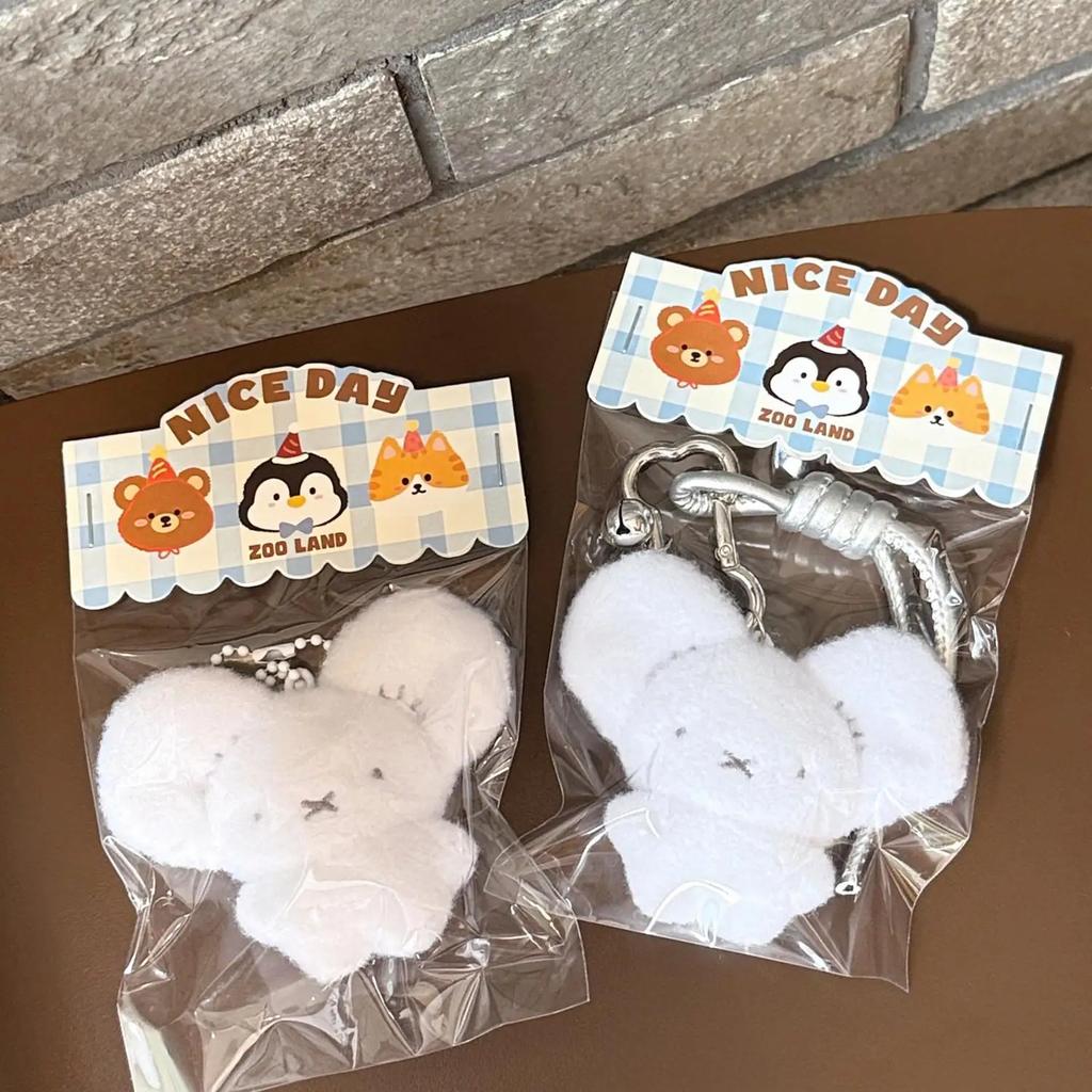 Cute White Mouse Plush Pendant Tandemaus Soft Bubble Fluff Keyring Small Matching Gift For Couple Friend Bag Daily Decor