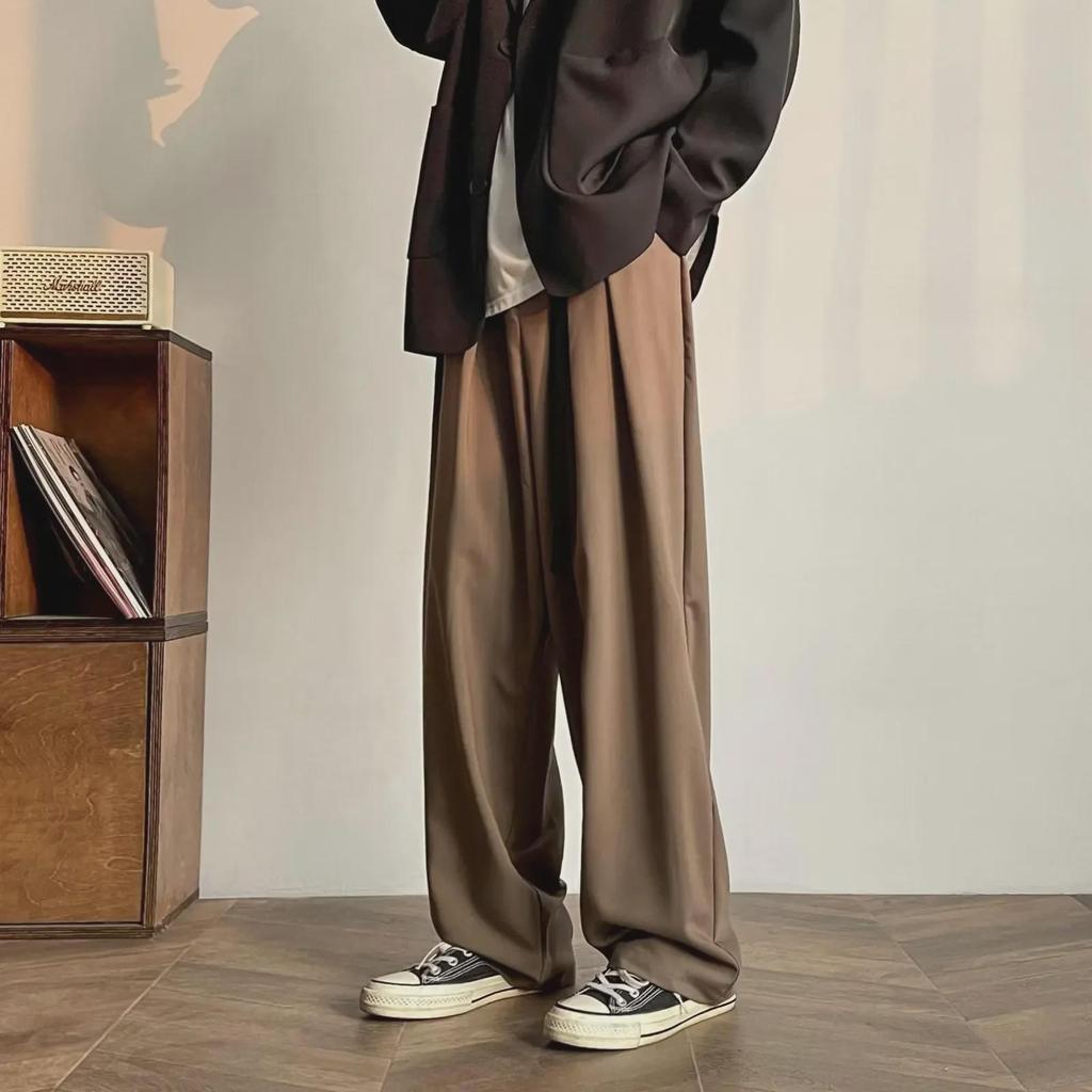 Men's Japanese Retro Wide-Leg Drape Trousers - Trendy, Loose-Fit Cityboy Style