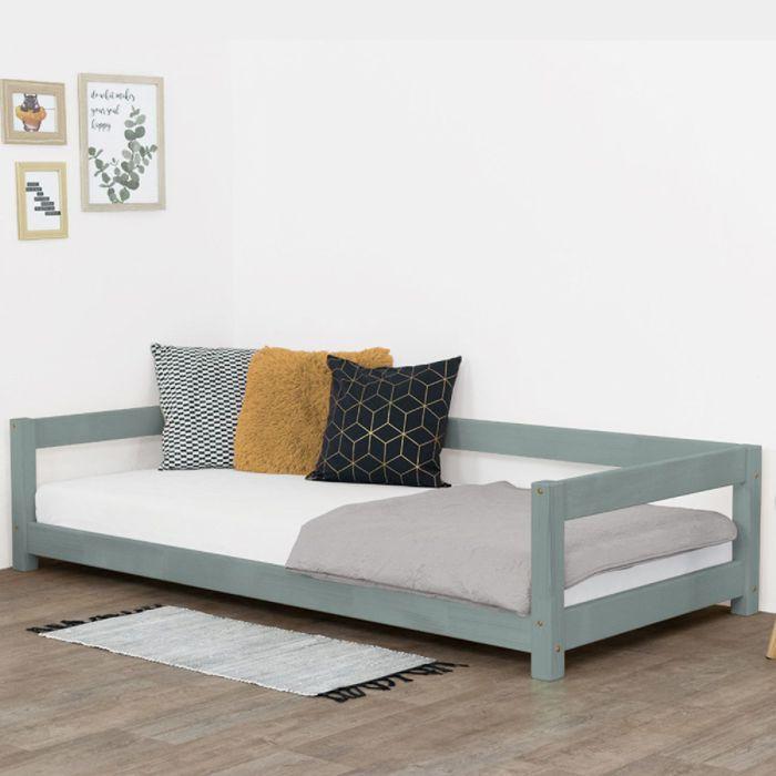 Lit enfant - BENLEMI - STUDY - 90 x 180 cm - Vert sauge - Bois massif - Autonomie sécurisée