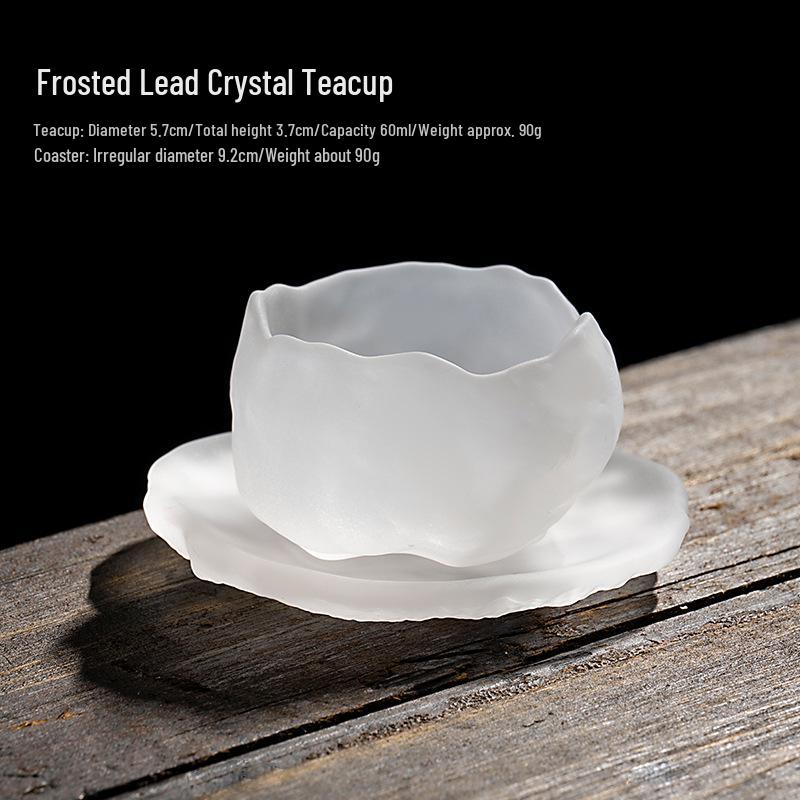 Vintage Frosted Glass Tea Cup Set Below 200mL