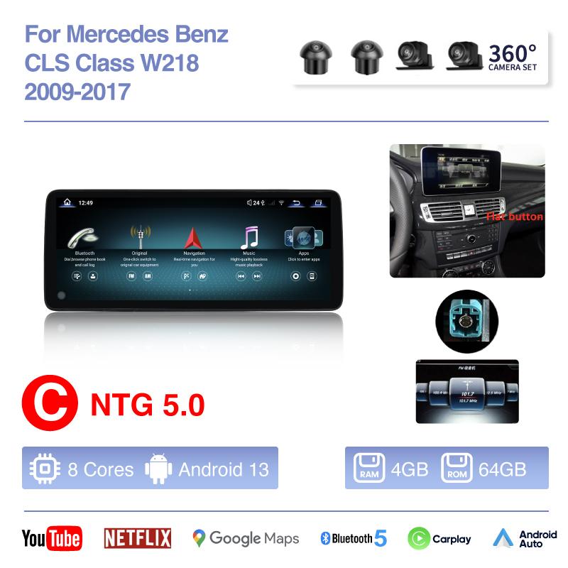 12.8" Car Radio For Mercedes Benz CLS Class W218 2009-2017 Multimedia Player GPS Navigation Android13 Auto Carplay 4G 360 Camera