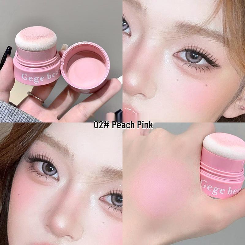 Gege Bear Peng Peng Luminous Blush with Brush & Mirror: Whitens, Brightens, Youthful Look, Student-Friendly Chinese Brand.