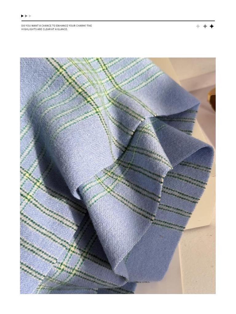 Bufanda de Mujer 100% Lana Pura - Invierno 2025 Cuadros con Borlas, Regalo Ideal para Cumpleaños, Navidad o Año Nuevo