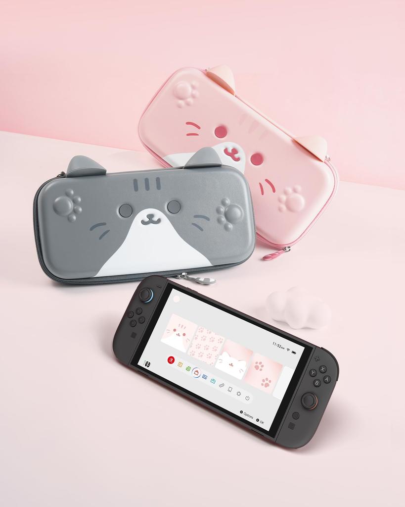 GeekShare Switch 2 Compatible with 2025 OLED OLED Switch Storage Switch and Earphone Full Birthday Gift Cat Ears 2 Case, Models, Box, Bag, Joy-Con