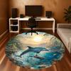 1PC dolphins ocean Office Round Area Rug, Under Office Chairs Bedroom Living Room Home Decor,Carpet for Office, -1110229