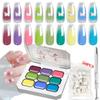 LIMEGIRL 7IN1 Gradient Painting Gel Kit 9 Grid Gradient Color Solid Nail Polish with 50pcs Sponge Nail Art DIY Color Gel Kit