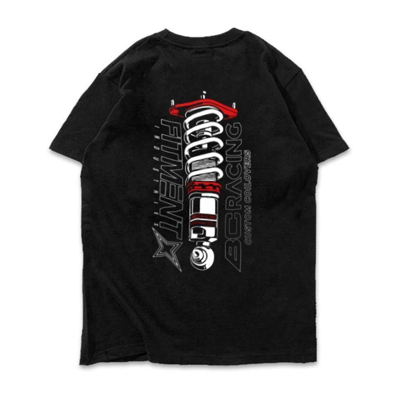 

Summer New BC Modified Car T-Shirt Shock Absorbing Ribbed Hellaflush Posture Car Club JDM Print Cotton Round Neck Short Sleeve S