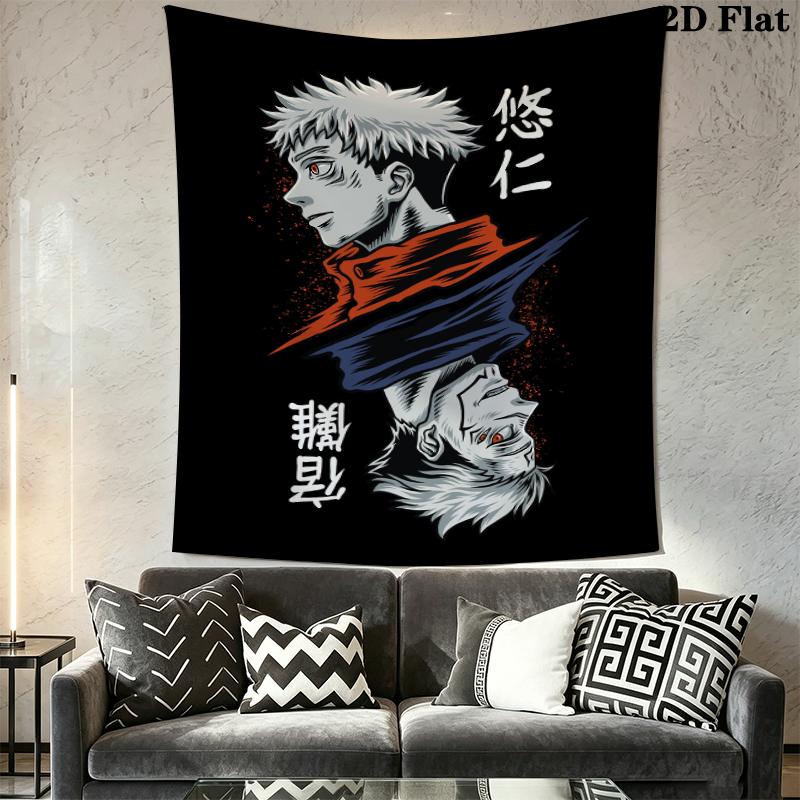 Jujutsu Kaisen Wall Tapestry Aesthetic Wall Hanging Printed Fabric Blanket Decorative Tapestries for Bedroom Living Room Home Decor