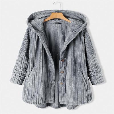 Damen Winter Herbst Warme Kapuzenmäntel Einreihig Locker Lässig Plüsch Langärmliger Mantel Übergröße Hoodie