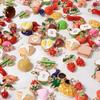 6pcs/Lot 3D Vegetable Fruit Oil Drop Charms For Jewelry Making Supplies Cherry Durian Cute Pendant Handmade Bracelets Materials
