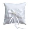 White Silk Jute Ring Bearer Pillow 15*15cm 20*20cm Jewellery Cushions Ribbon Bowknot Ring Pillow