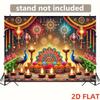 2D Deepavali Feier Hintergrund Pfau & Lotus Fotokabinen Hintergrund