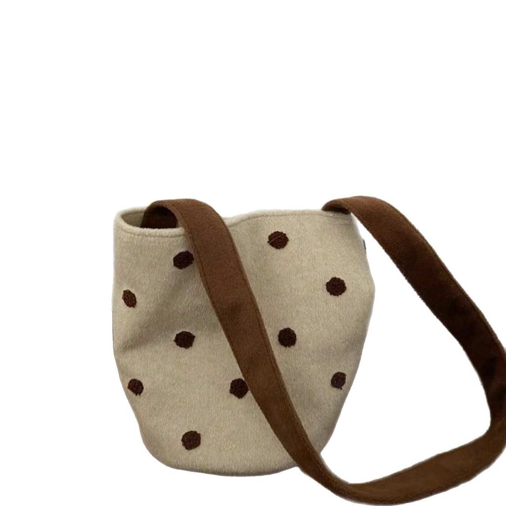 Bubble Tea Polka Dot Bucket Bag Polka Dot Bag New Niche Design Shoulder Messenger Bag Commuter Bag Women