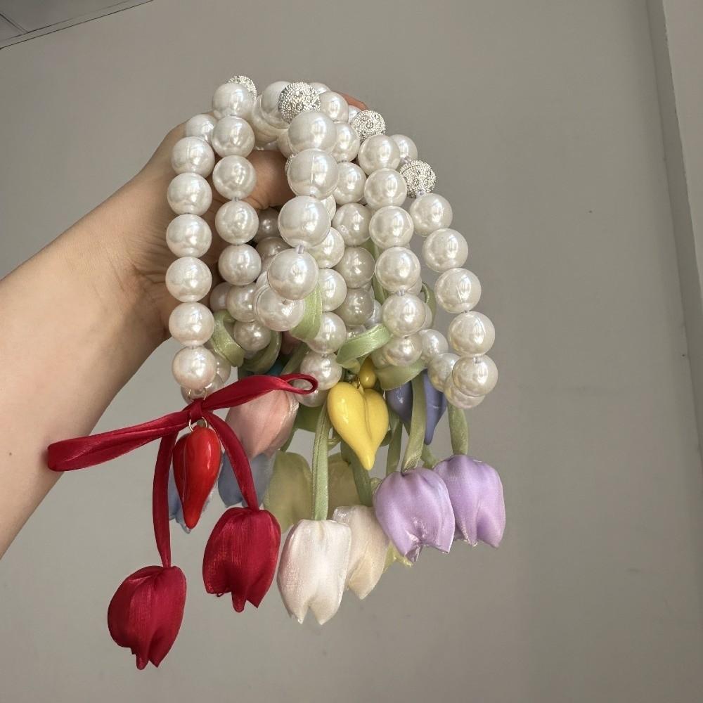 Decorative Flowers Curtain Straps Adjustable Pearl Curtain Buckle Tulip Gauze Curtain Tie Bedroom