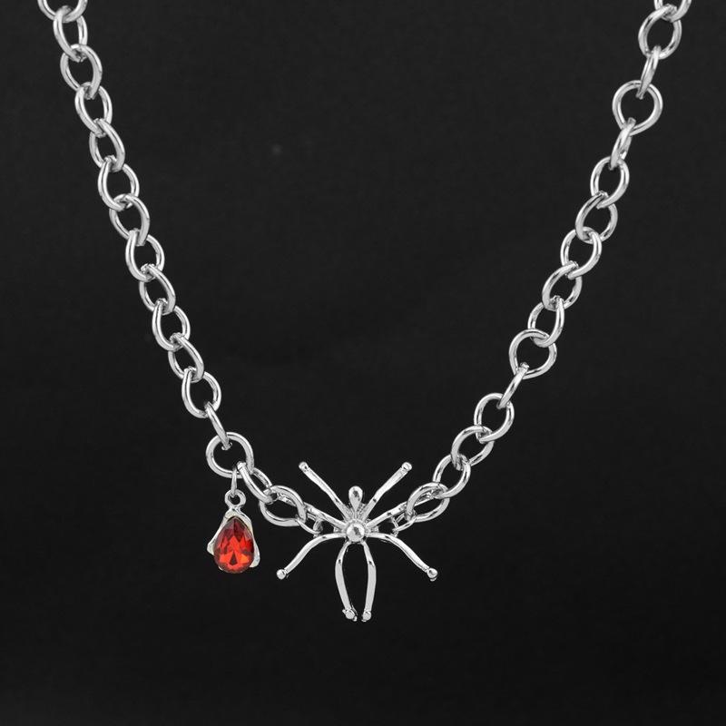 Internet celebrity Korean version design sense personality spider collarbone chain girl ins personality fashion cold wind ruby necklace