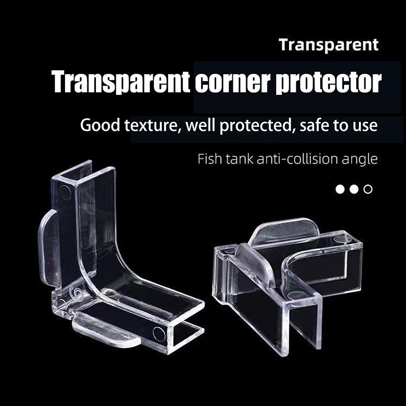 4Pcs Acrylic Transparent Anti-Collision Fish Tank Corner Protector Adhesive Free Protective Cover Aquarium Accessories