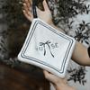 Cute Coral Velvet Bow Tie Embroidery Hanging Hand Towel for Bathroom No-shedding Double-layer Absorbent Quick-dry Kitchen Towel