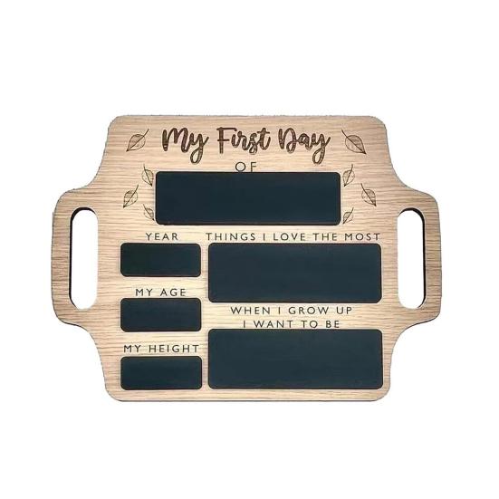 First Day of School Board Dry Erase Reusable Back to School Wooden Commemorative Sign Decoration Preschool Kindergarten Students Souvenir Gift