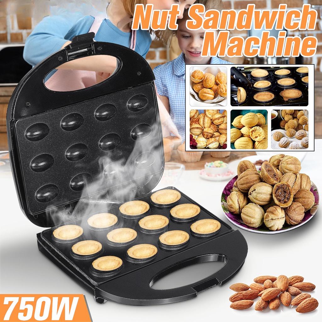 750W Sandwich Iron Toaster Baking Breakfast Pan Oven Mini Electric Walnut Cake Maker Automatic Nut Waffle Bread Machine