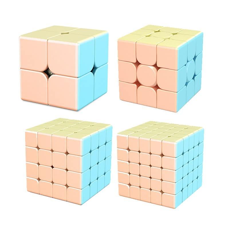 Macaron Magic Cube Magic 2x2 3x3 4x4 5x5 3D Puzzle Magic Cube Set Brain Training Educational Toy Macaron Style of Competition-only (Set 4)