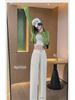 Women's Ice Silk Pleated Wide-Leg Pants with Pockets, Slim Fit, Spring Collection