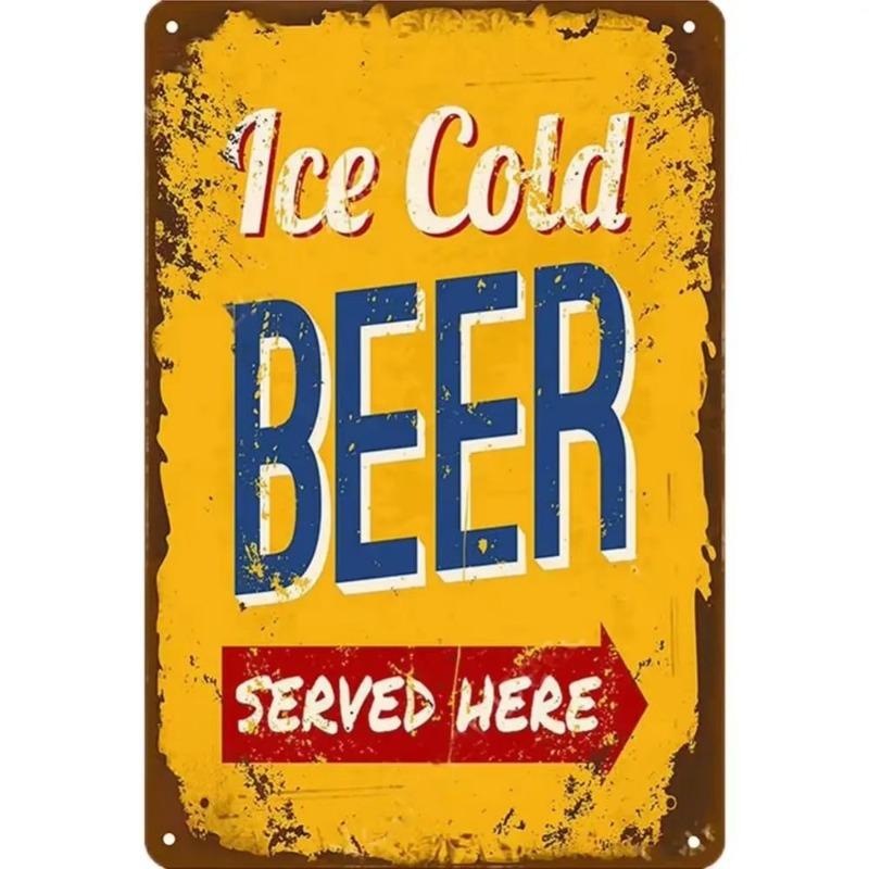 Vintage Beer Metal Sign, New Year Pub Decor Plaque