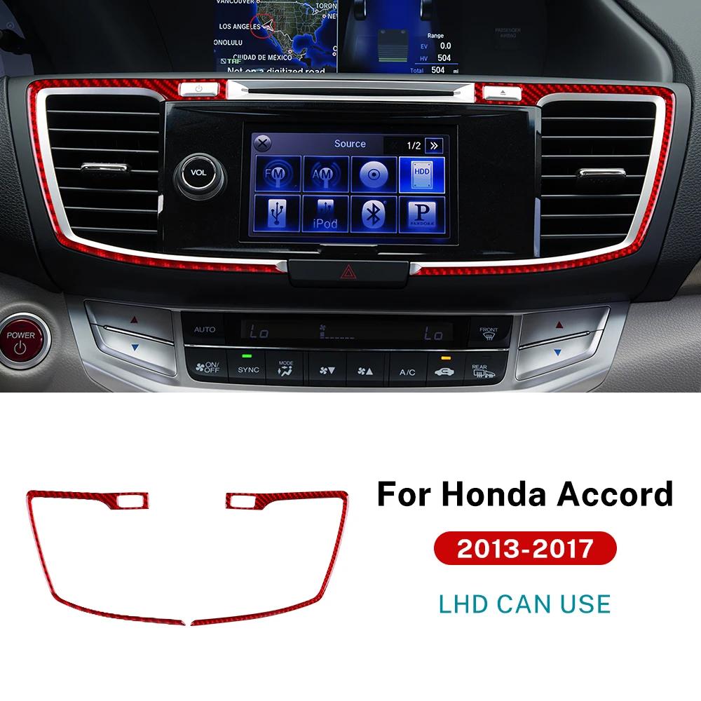 

Real Soft Carbon Fiber For Honda Accord 2013 2014 2015 2016 2017 LHD Car Central Air Vent Outlet Frame Interior Trim Accessories Small Hole Red