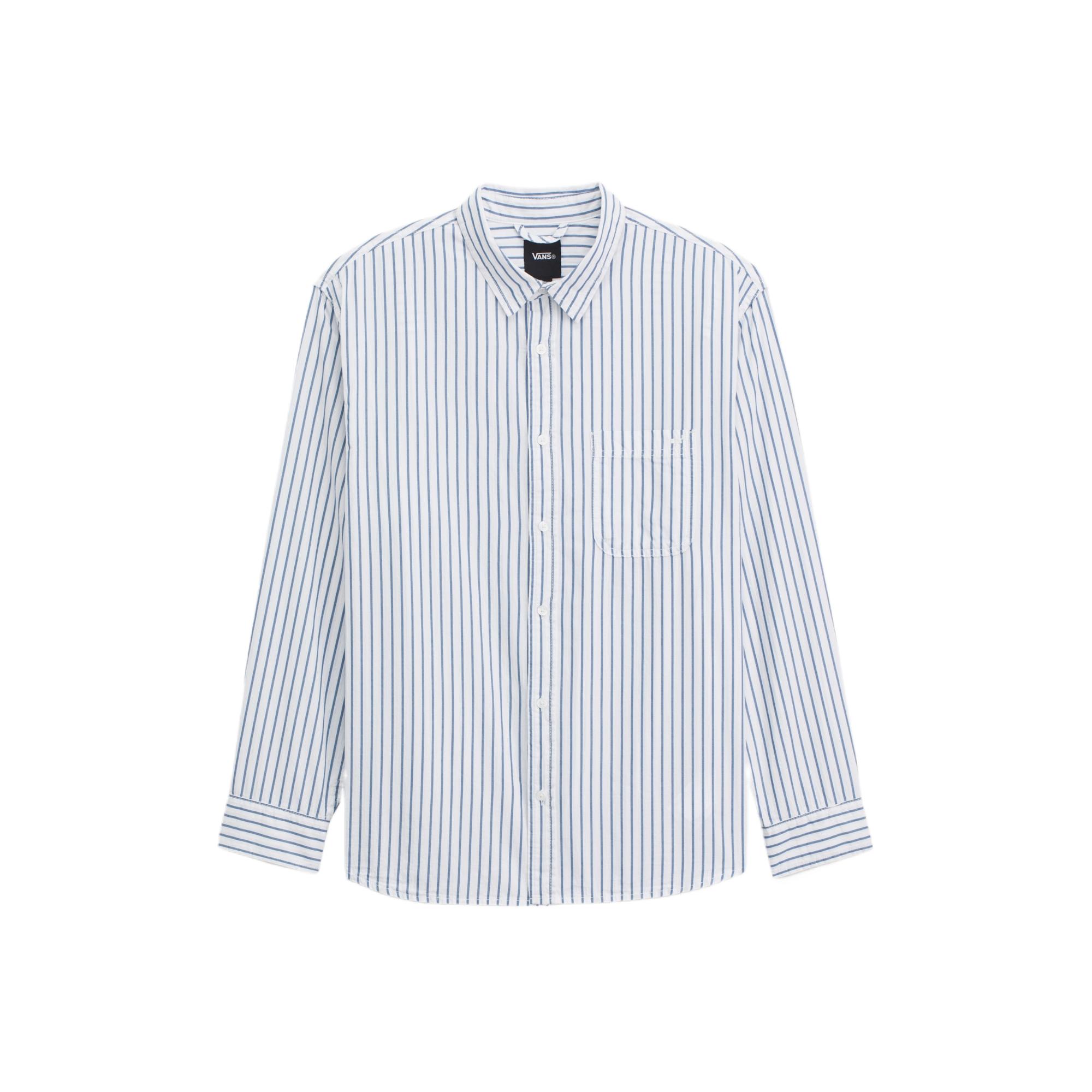 Vans Premium Long Sleeve Cotton Loose Striped Shirt Unisex shirts VN000T76WHT L