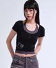 Prenda Shirring Halterneck Layered Tee Black