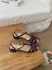 Fashion Block Heels 2025 Sandals Female Shoe Breathable Chunky New Girls Closed Comfort Gladiator Fashion Low Beige Rubber Rome Scandals