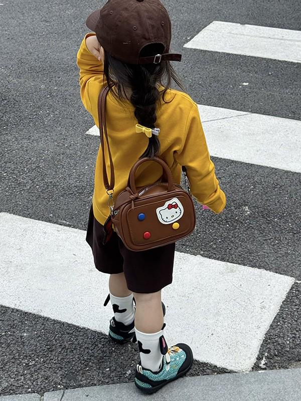 Cartoon Kitten Crossbody Bag for Kids - Mini Bow Shoulder Bag for Girls