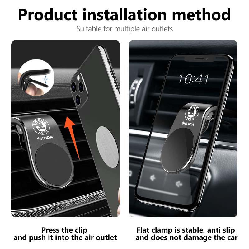 Car Styling Phone Holder Air Vent Mobile Support Magnetic Cell phone Support For Skoda Octavia Superb RAPID FABIA KAMIQ KAROQ ahb422