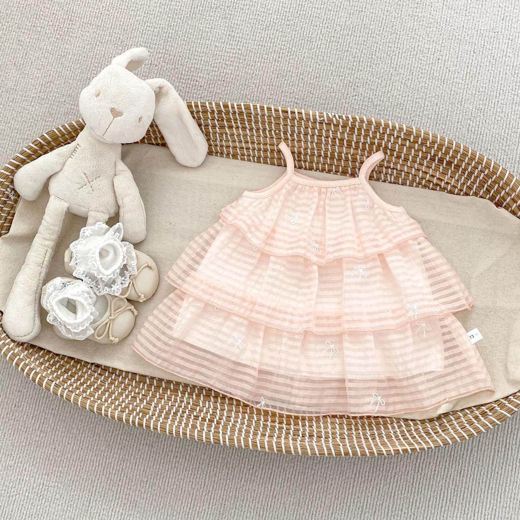 Girls Spaghetti Strap Tiered Dress with Bow Cute Summer Princess Dress