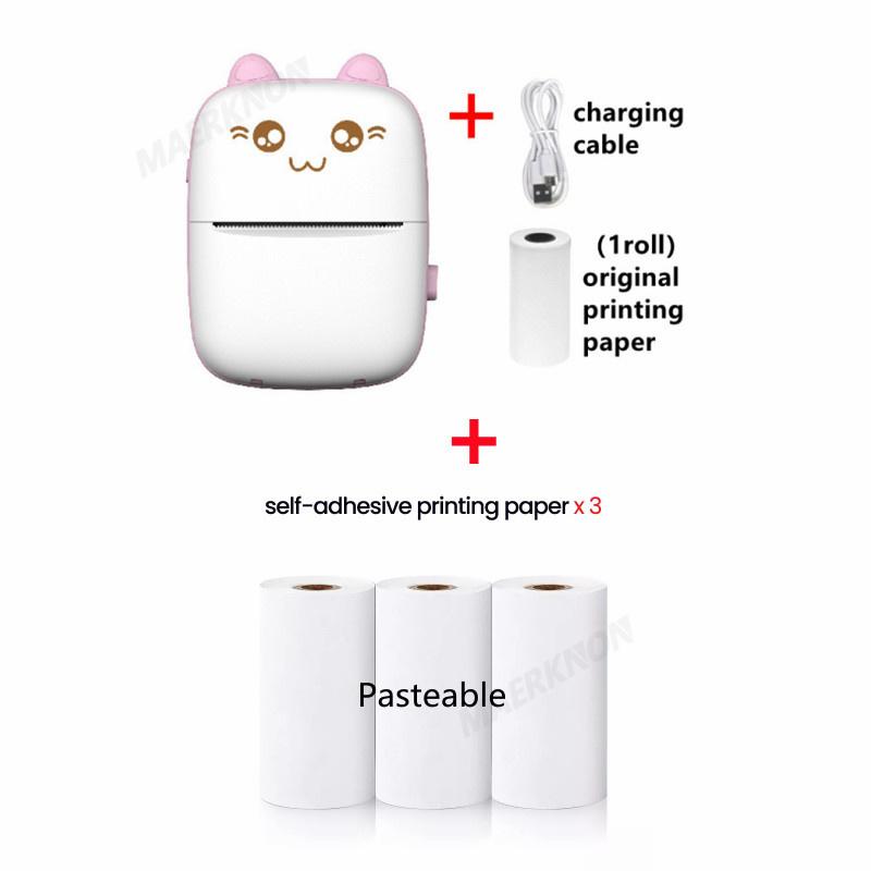 HD Mini Thermal Printer Portable Label Photo Printers Stickers Paper Inkless Wireless Cat Kid Impresora 200dpi Android IOS 57mm