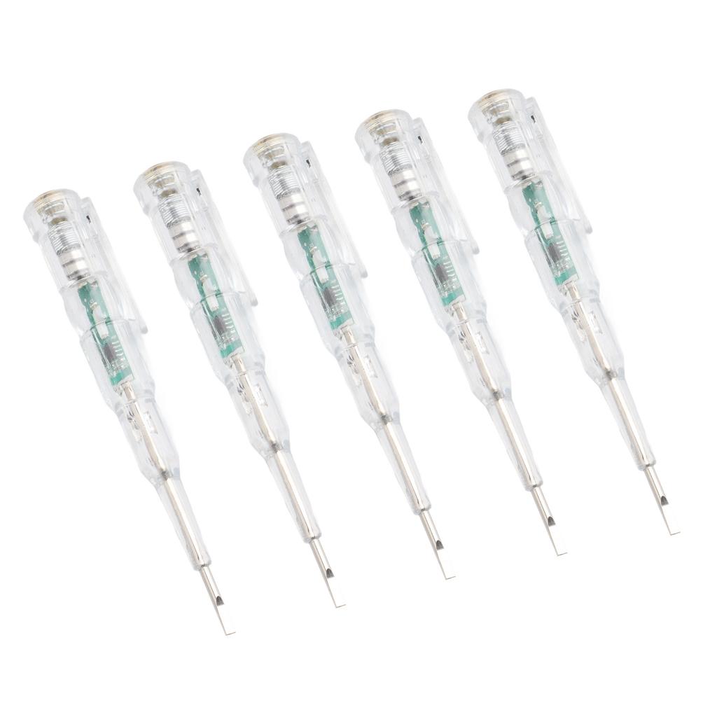 5 Pcs Electrical Tester Pen Multifunctional Bright LED Light Transparent Shell Inductive Voltage Tester Screwdriver