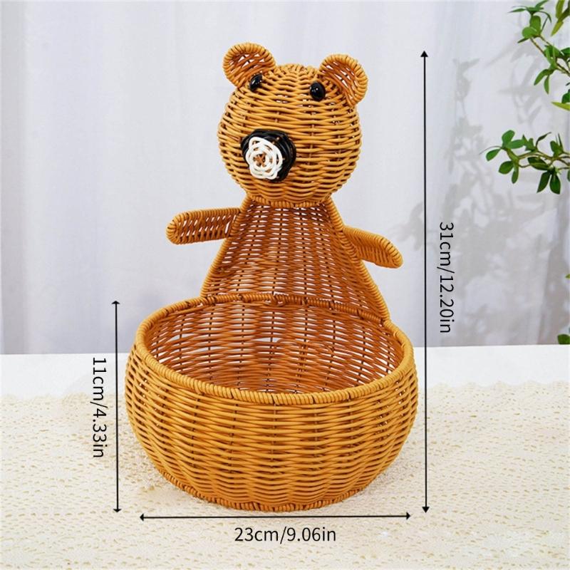 Multifunctional Kitchen Storage Basket Plastic Construction Imitation Rattan Woven Organizers For Fruits Snacks Display