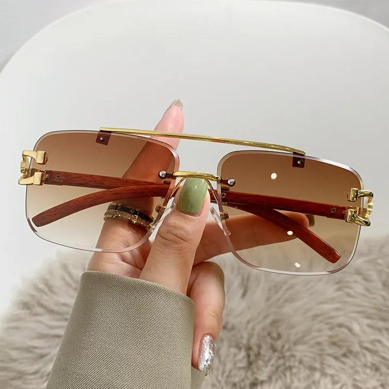 Lovely Rimless Square Sunglasses Women Men Designer Brand Sun Glasses Female Male Casual Metal Mirror